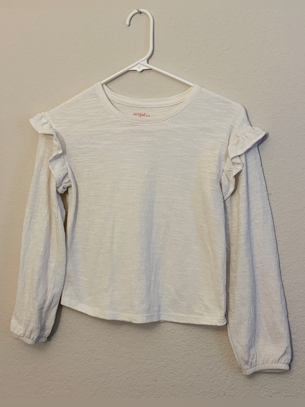 Cat & Jack White Long Sleeve Ruffle Tee
